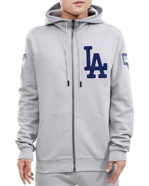 Pro Standard Los Angeles Dodgers Logo Zipper Hoody-Grey product image 1, provided for visual reference and product detail