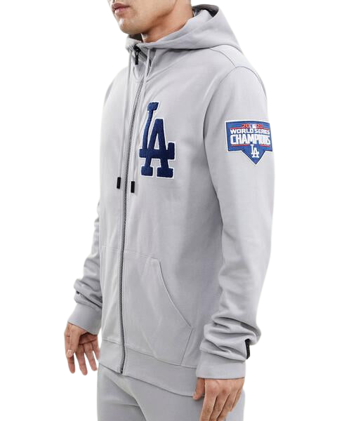 Pro Standard Los Angeles Dodgers Logo Zipper Hoody-Grey product image 2, provided for visual reference and product detail