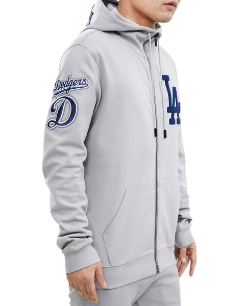 Pro Standard Los Angeles Dodgers Logo Zipper Hoody-Grey product image 3, provided for visual reference and product detail