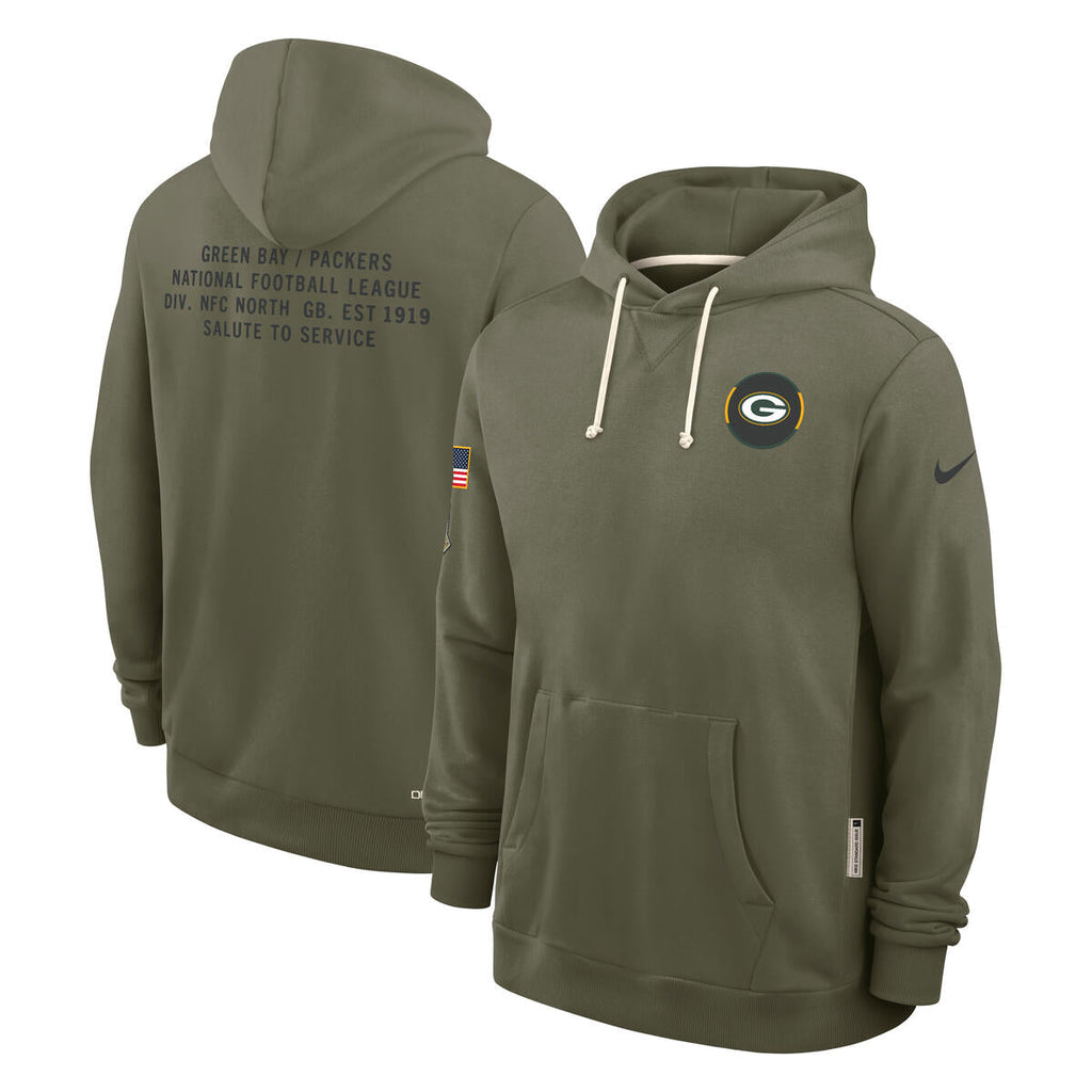 Green Bay Packers Nike Men 2025 Salute To Service Sideline Hoodie product image 1, provided for visual reference and product