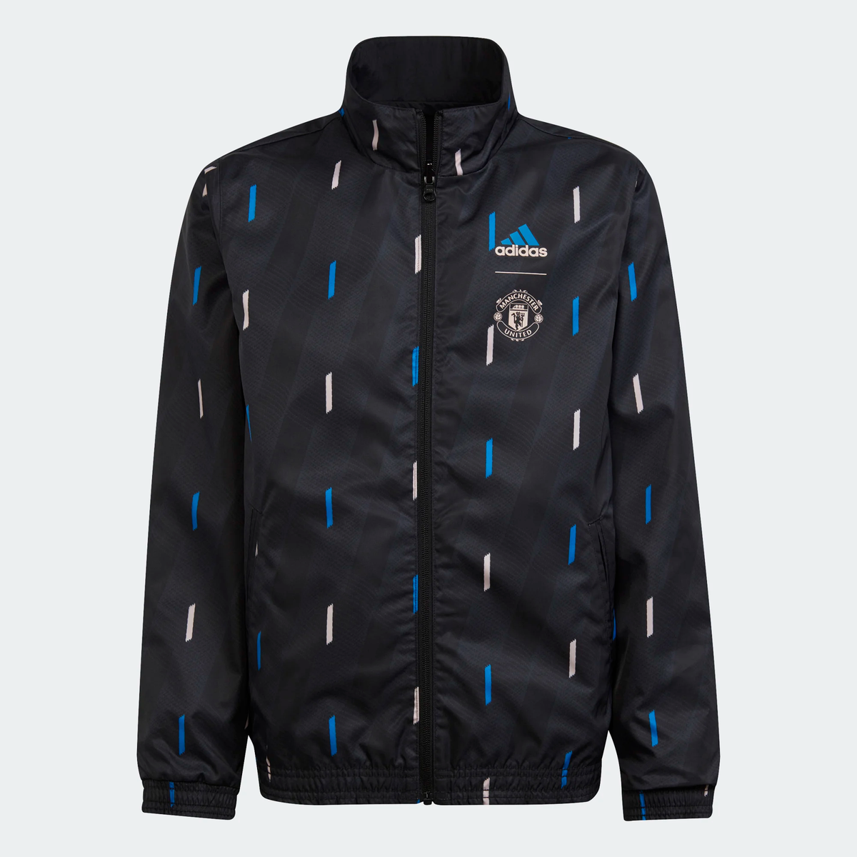 Adidas Youth Manchester United Anthem Black Jacket product image 1, provided for visual reference and product detail review
