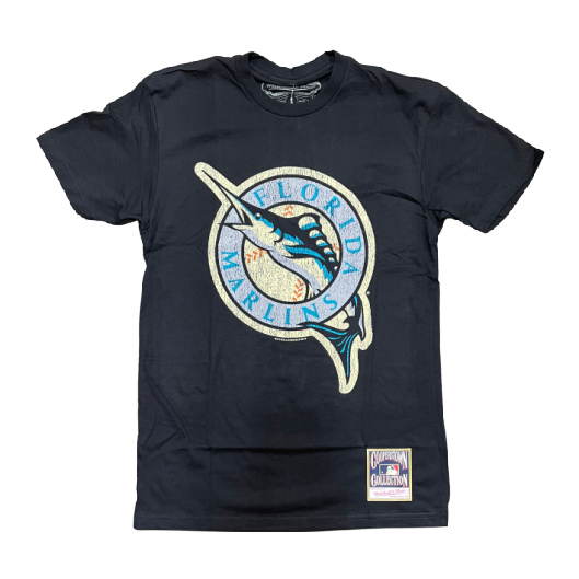 Mitchell & Ness Men Under The Lights Florida Marlins Graphic T-Shirt- Black product image 1, provided for visual reference