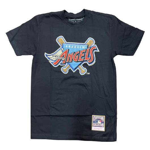 Mitchell & Ness Men Under The Lights Anaheim Angels Graphic T-Shirt- Black product image 1, provided for visual reference