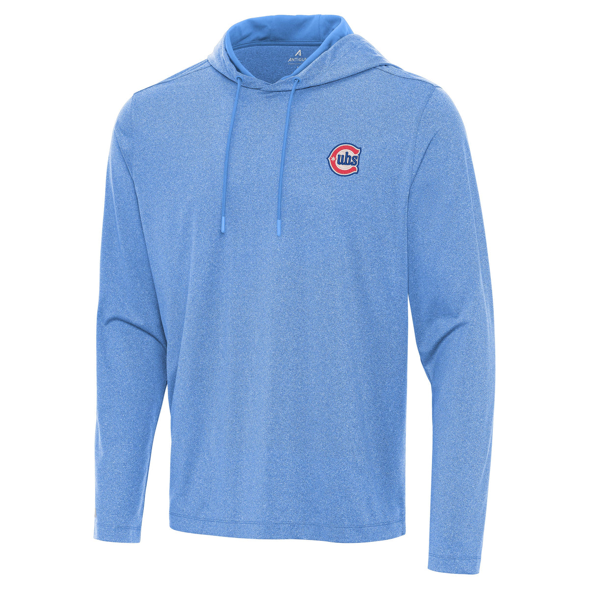 Chicago Cubs Kinetic Columbia Blue Heather Alt 2 Pullover Hoodie product image 1, provided for visual reference and product