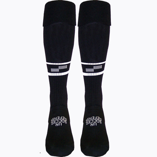 Official Sports USSF Two Stripe Ref Sock product image 1, provided for visual reference and product detail review