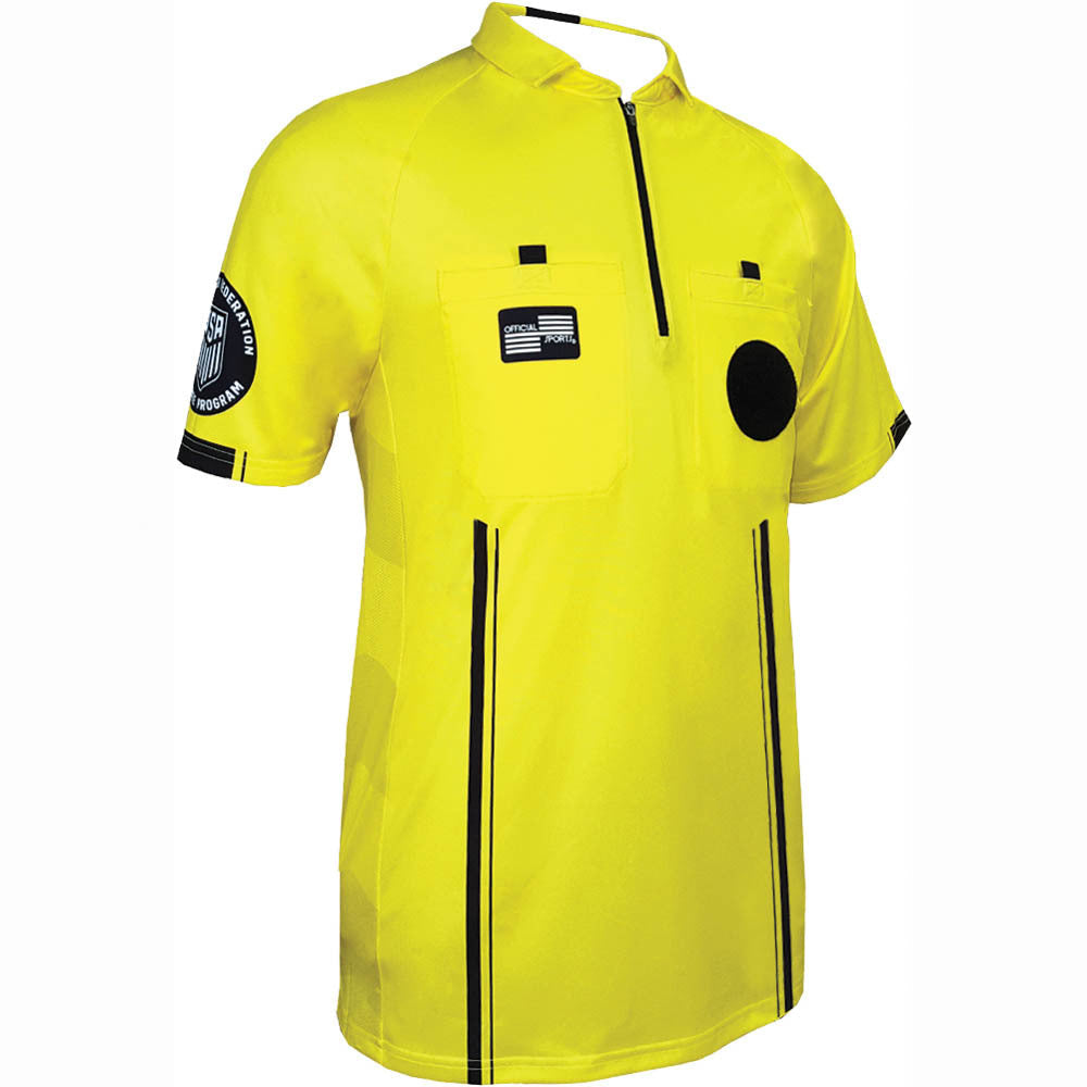 Official Sports Men USSF Pro Referee Jersey S/S-Yellow product image 1, provided for visual reference and product detail