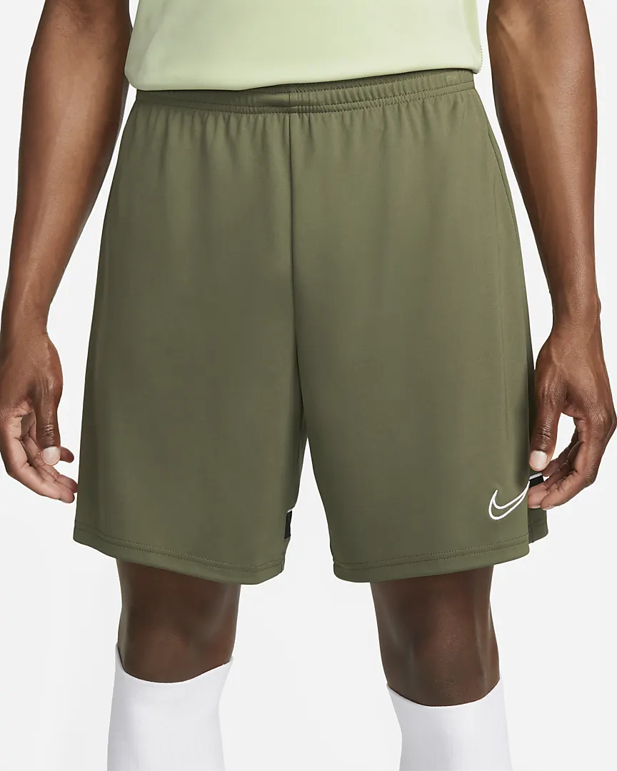 Nike Dri-FIT Academy Men Knit Soccer Shorts-MEDIUM OLIVE/NIGHT FOREST/WHITE product image 2, provided for visual reference