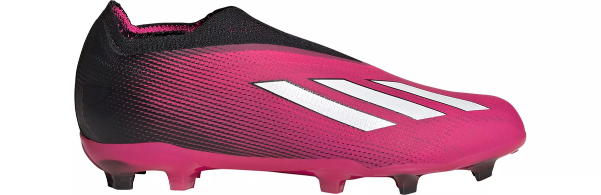 Adidas Kids' JR Speedportal+ FG-Pink/White/Black product image 1, provided for visual reference and product detail review