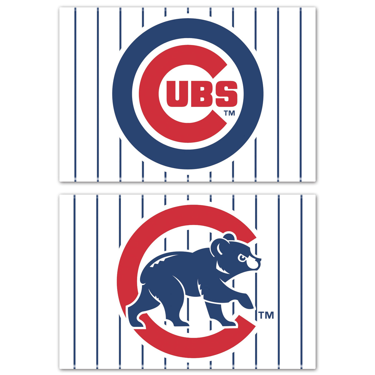 Chicago Cubs Two Pack Pinstripe Refrigerator Magnets product image 1, provided for visual reference and product detail review