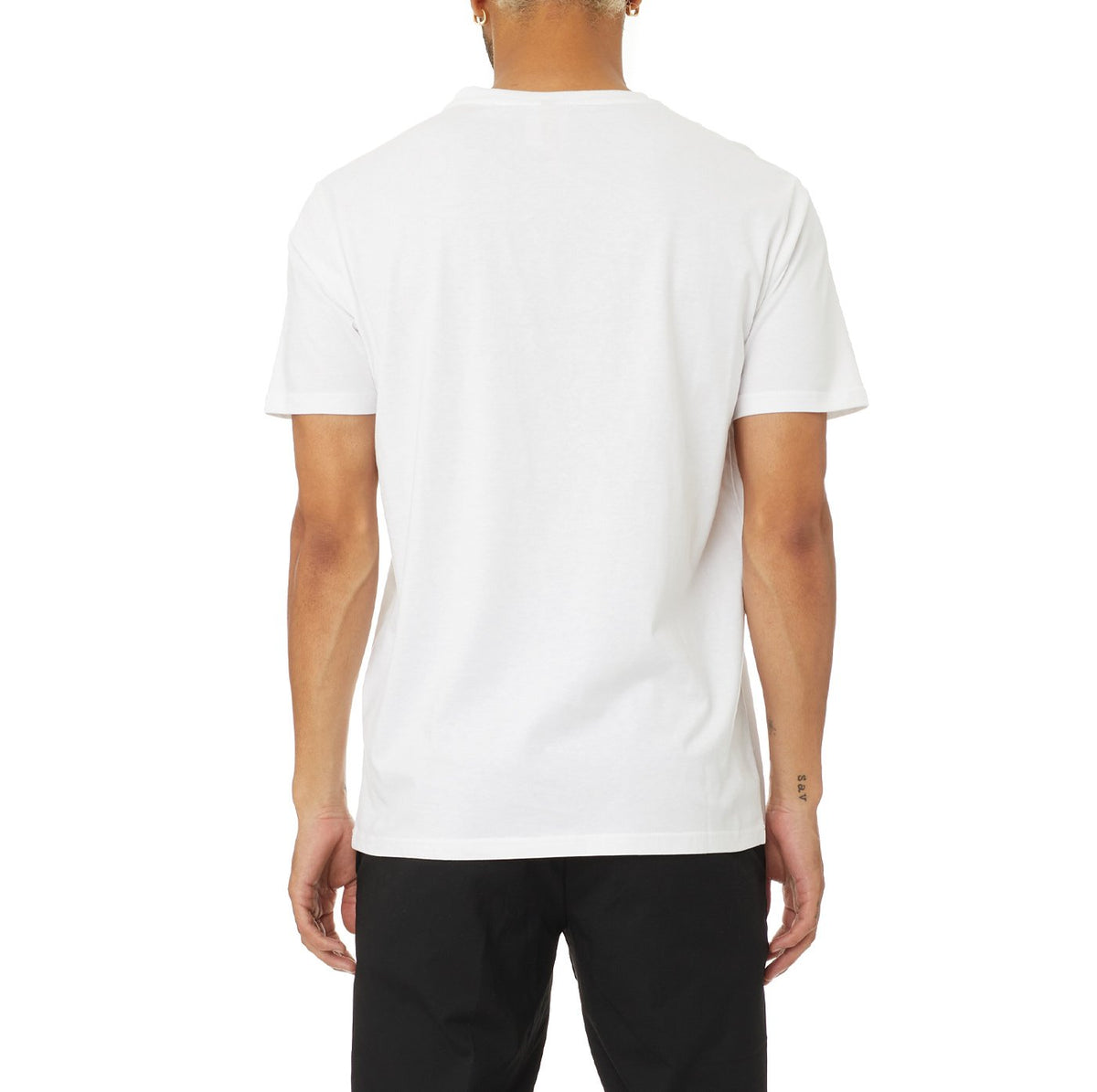 Kappa AUTHENTIC ESTESSI T-SHIRT-WHITE/GREEN OLIVE product image 3, provided for visual reference and product detail review