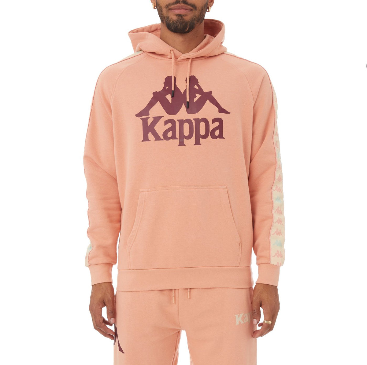 Kappa 222 Banda Hurtado 3 Hoodie - Pink Coral product image 1, provided for visual reference and product detail review