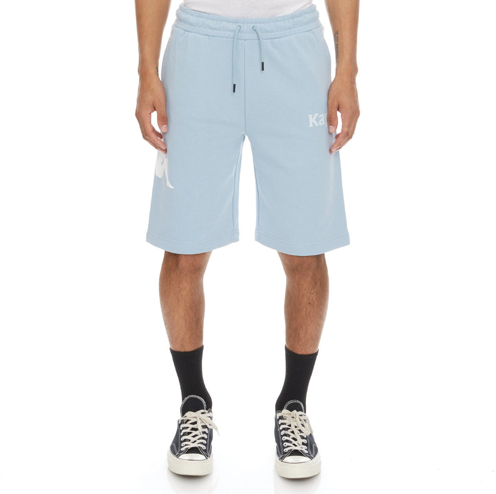 Kappa Authentic Sangone Shorts - Baby Blue White product image 1, provided for visual reference and product detail review