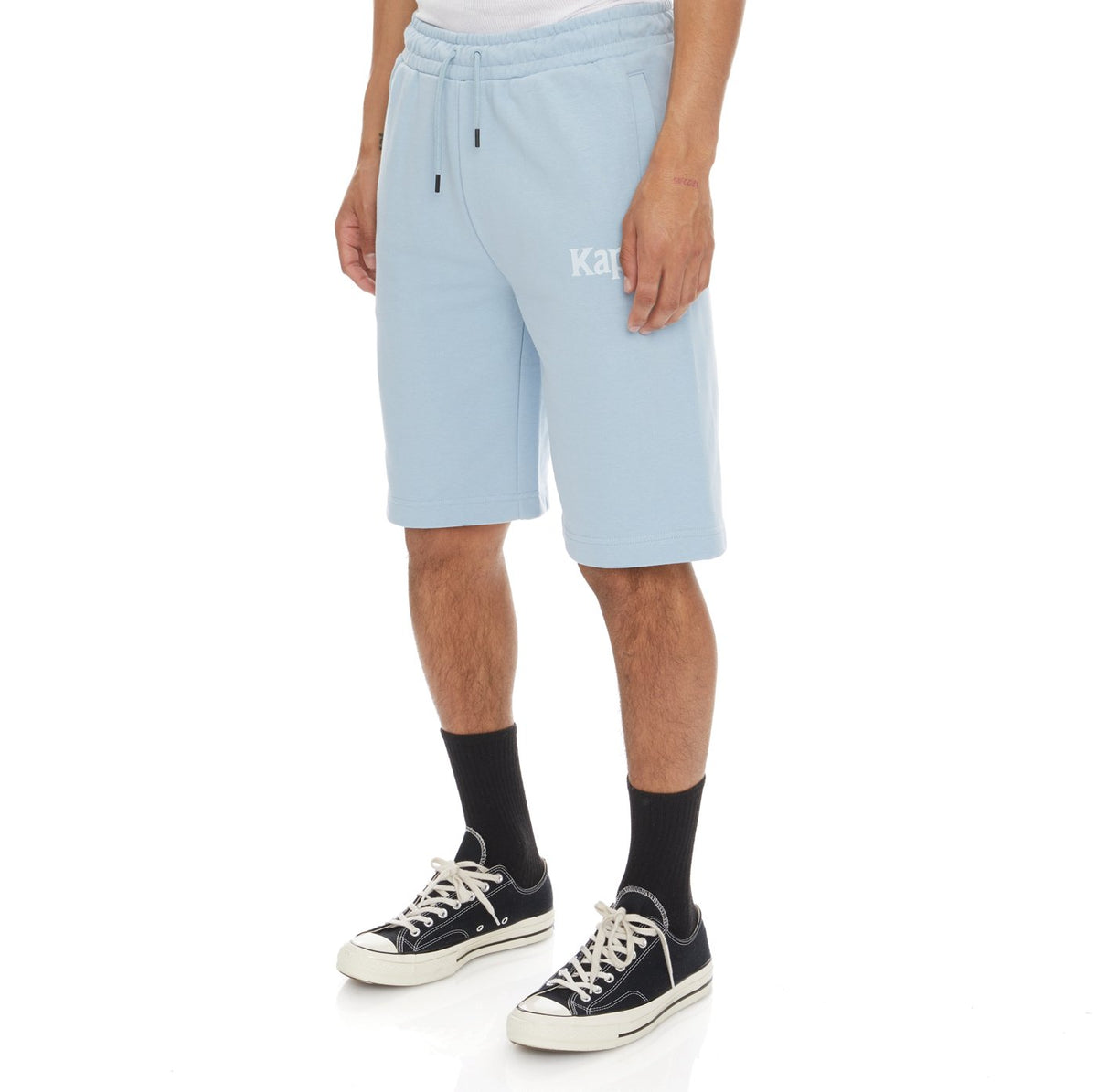 Kappa Authentic Sangone Shorts - Baby Blue White product image 3, provided for visual reference and product detail review