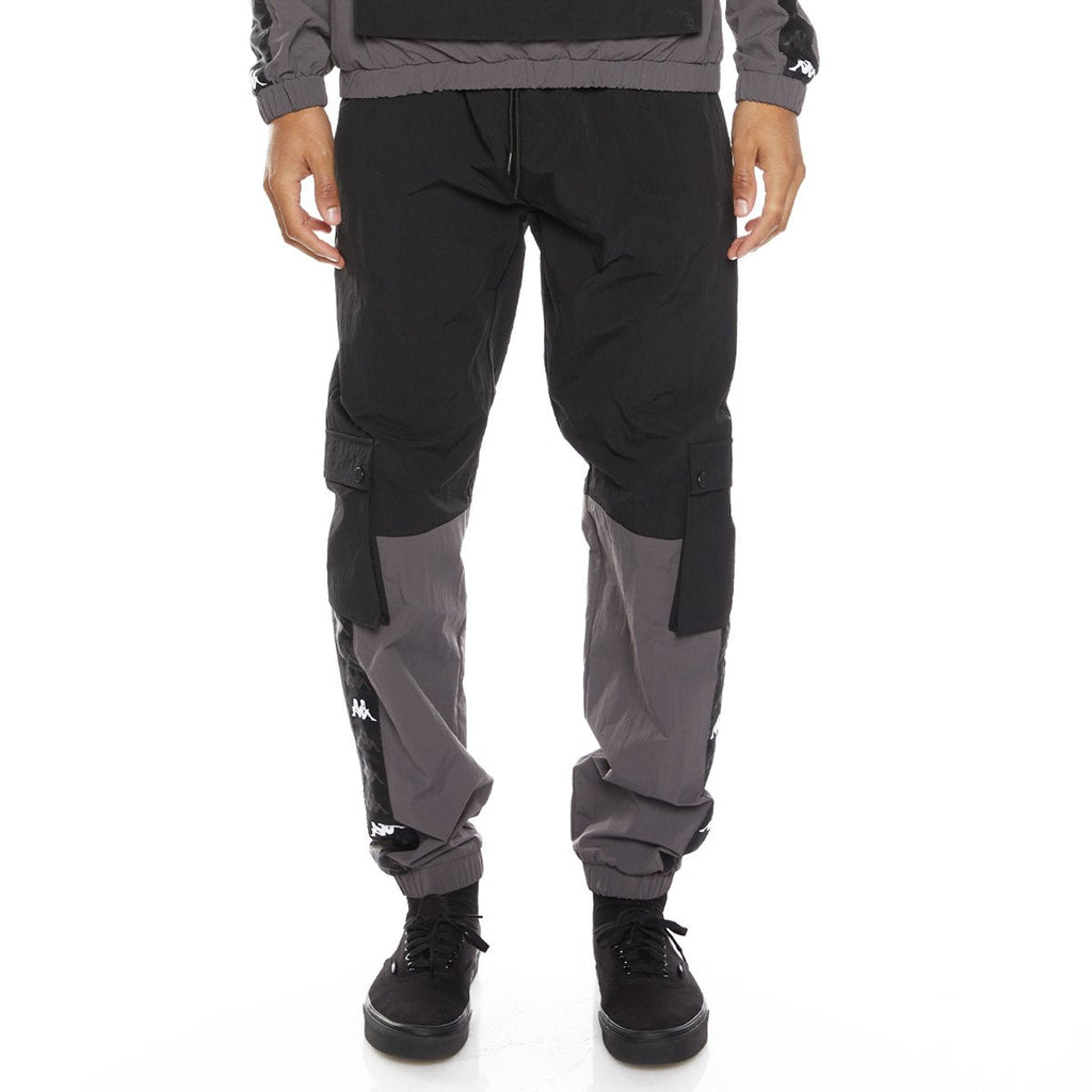 Kappa 222 Banda Eristin Woven Pants - Black Grey White product image 1, provided for visual reference and product detail