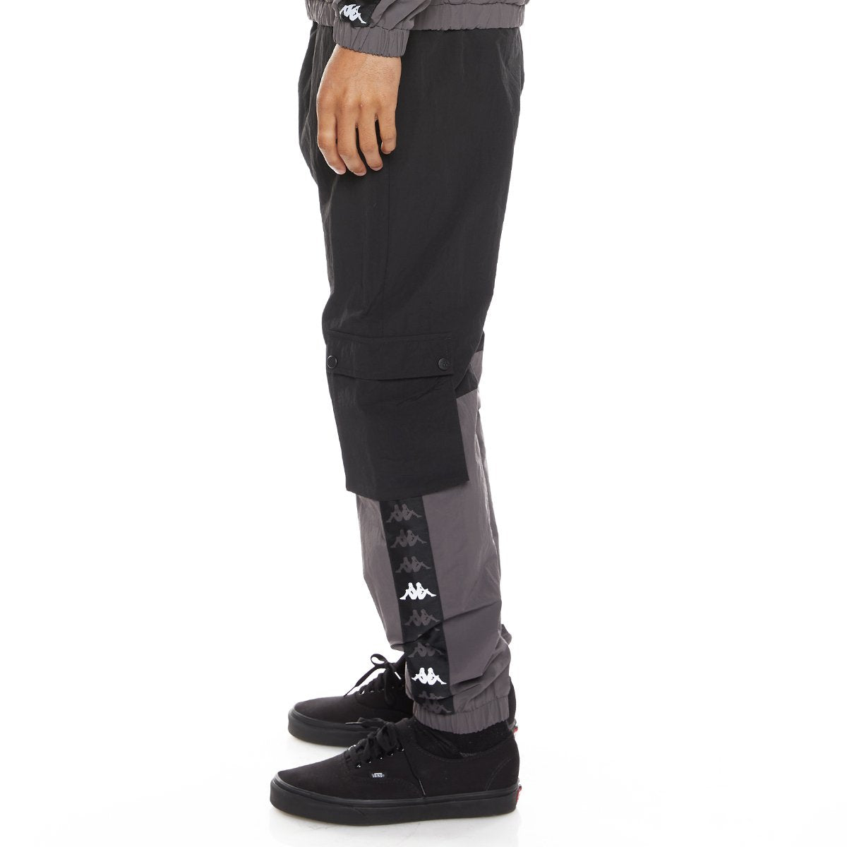 Kappa 222 Banda Eristin Woven Pants - Black Grey White product image 3, provided for visual reference and product detail