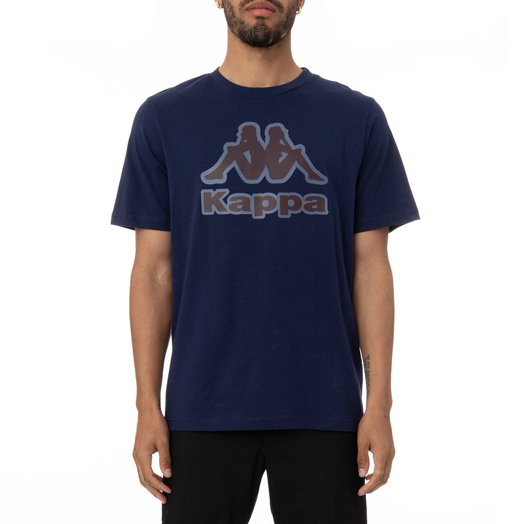 Kappa Men Authentic Logo Bant T-Shirt - BLUE MARINE product image 1, provided for visual reference and product detail review