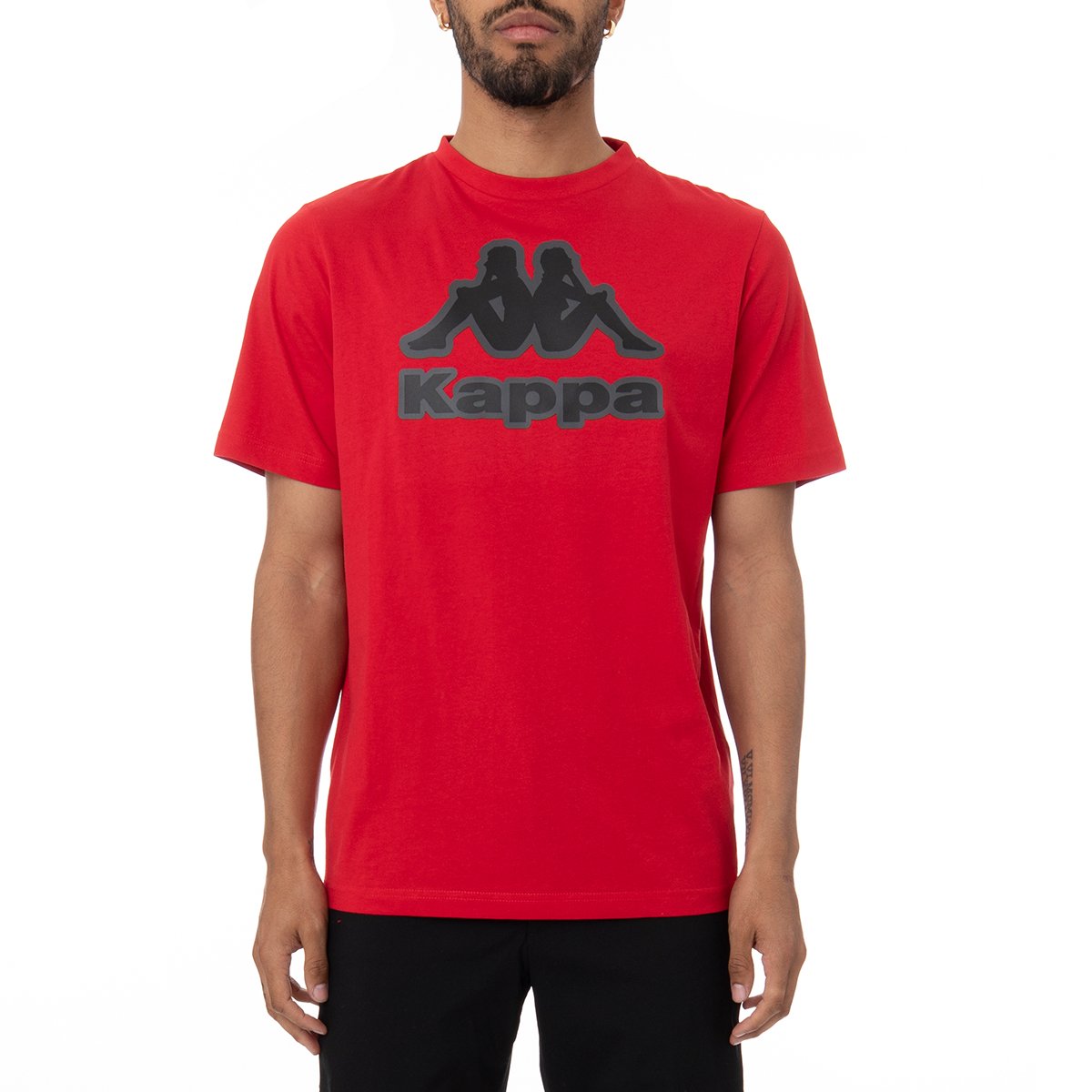 Kappa Men Authentic Logo Bant T-Shirt - RED product image 1, provided for visual reference and product detail review