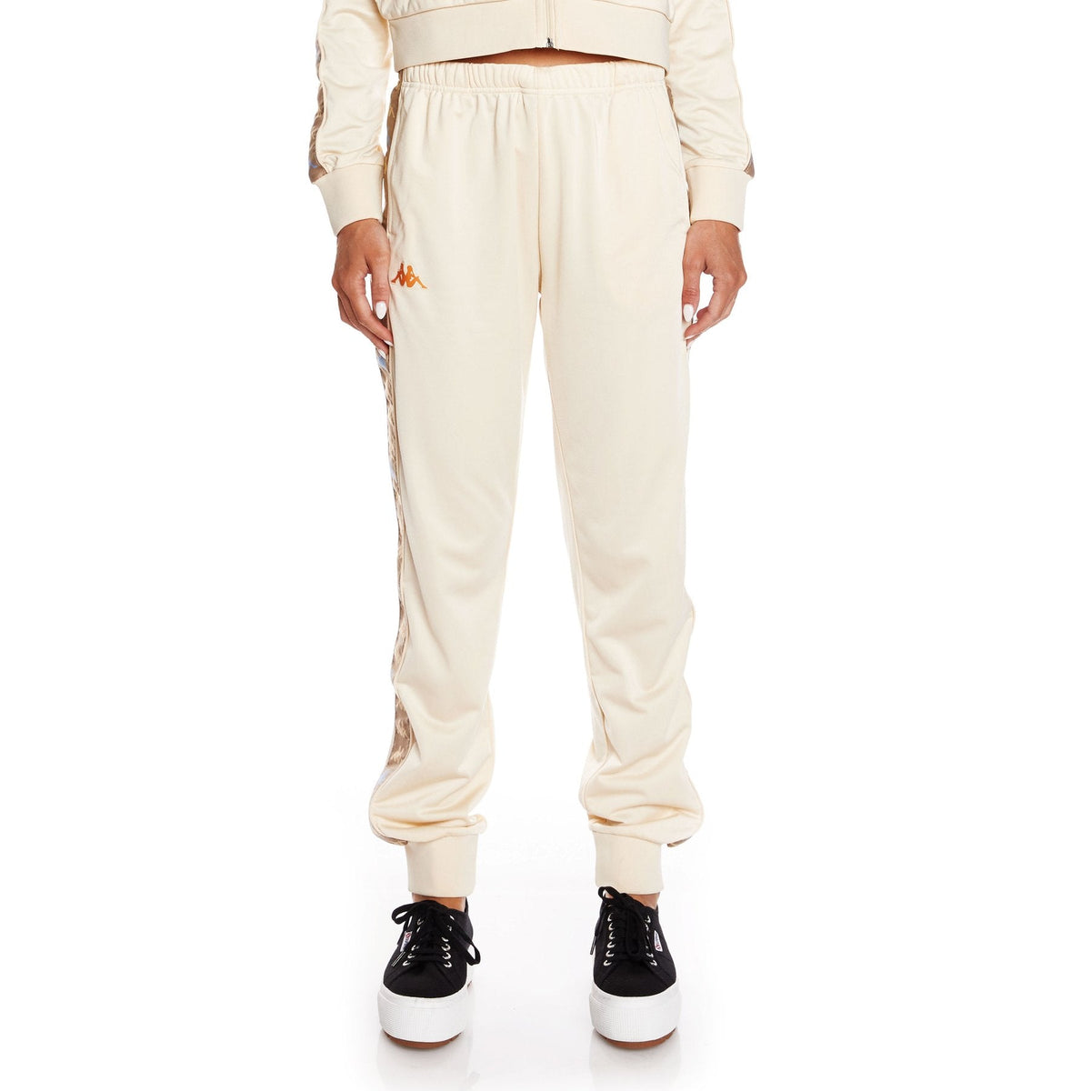 Kappa Womens 222 Banda Wrastory Trackpants - Beige product image 1, provided for visual reference and product detail review