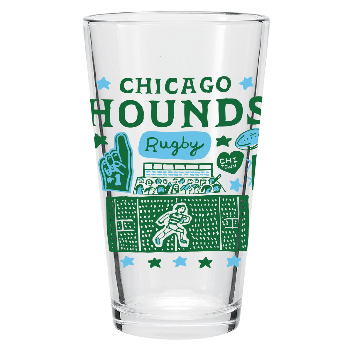 Chicago Hounds Julia Gash Pint Glass product image 1, provided for visual reference and product detail review