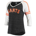 New Era Women San Francisco Giants Raglan Tri-Blend 3/4-Sleeve V-Neck T-Shirt - Heathered Gray product image 1, provided for