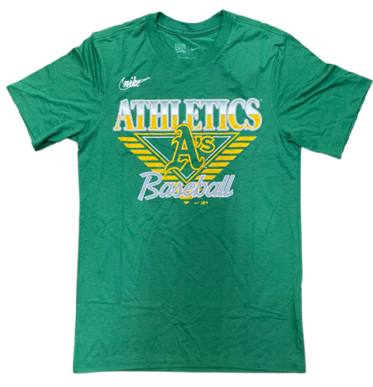 Nike Oakland Athletics Cooperstown Collection Rewind T-Shirt - Green product image 1, provided for visual reference and
