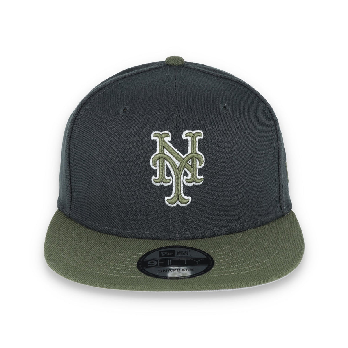 New Era New York Mets 2-Tone Color Pack 9FIFTY Snapback Hat- Grey/Olive product image 2, provided for visual reference and