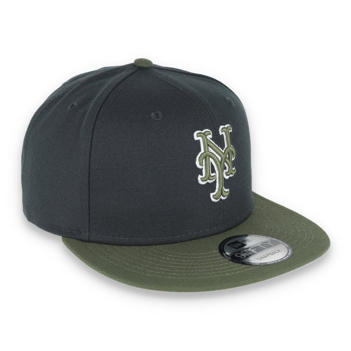 New Era New York Mets 2-Tone Color Pack 9FIFTY Snapback Hat- Grey/Olive product image 1, provided for visual reference and