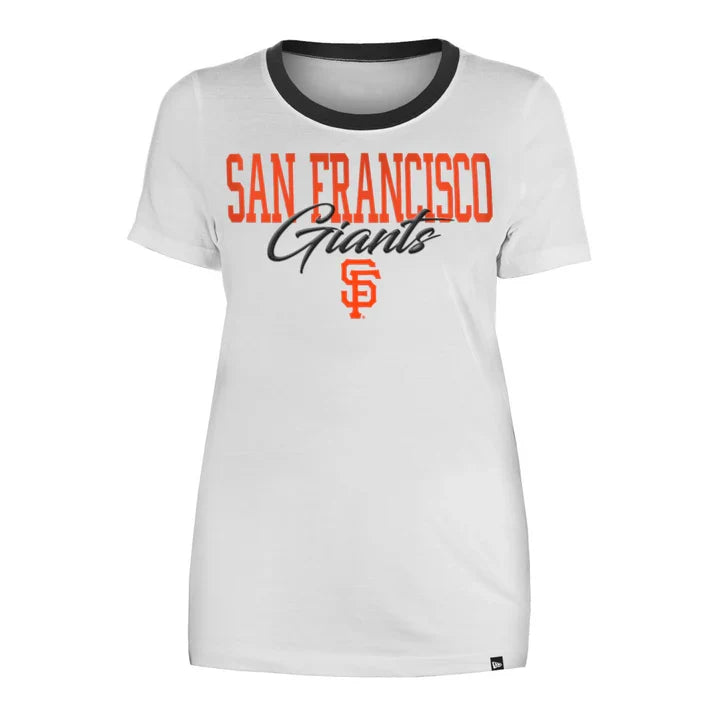 New Era Women San Francisco Giants Ringer Scoop Logo-White product image 1, provided for visual reference and product detail