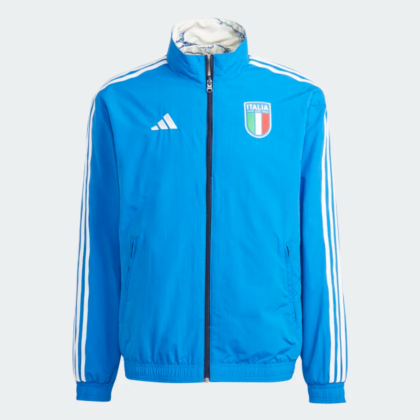 Adidas Men Italy Anthem Reversible Jacket-White/Blue product image 2, provided for visual reference and product detail review
