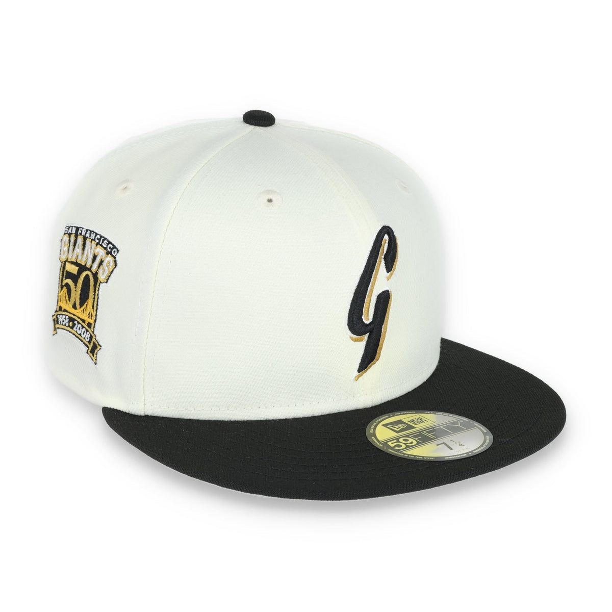 New Era San Francisco Giants 50th Anniversary Side Patch 59IFTY Fitted hat- Chrome/Black product image 1, provided for
