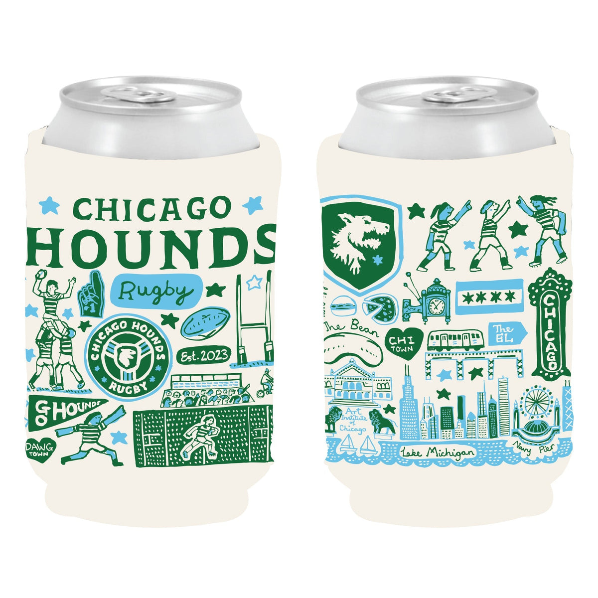 Chicago Hounds Julia Gash Beer Coozie product image 1, provided for visual reference and product detail review