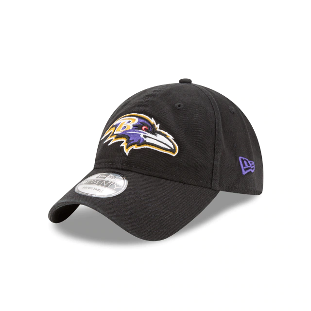 Baltimore Ravens NEW ERA CORE CLASSIC BLACK 9TWENTY ADJUSTABLE HAT product image 1, provided for visual reference and
