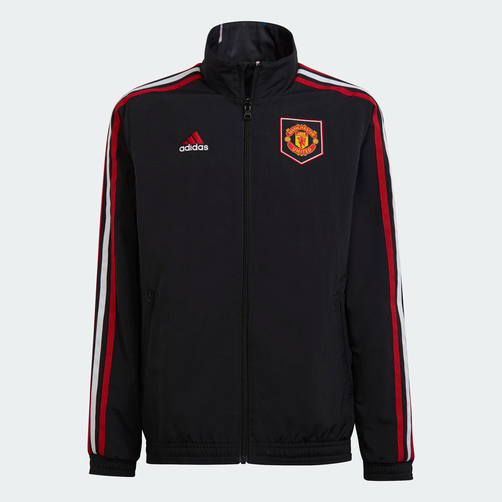 Adidas Youth Manchester United Anthem Black Jacket product image 2, provided for visual reference and product detail review