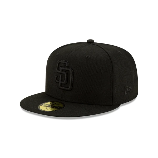 San Diego Padres New Era Basic Collection Fitted 59Fifty-Black On Black product image 1, provided for visual reference and