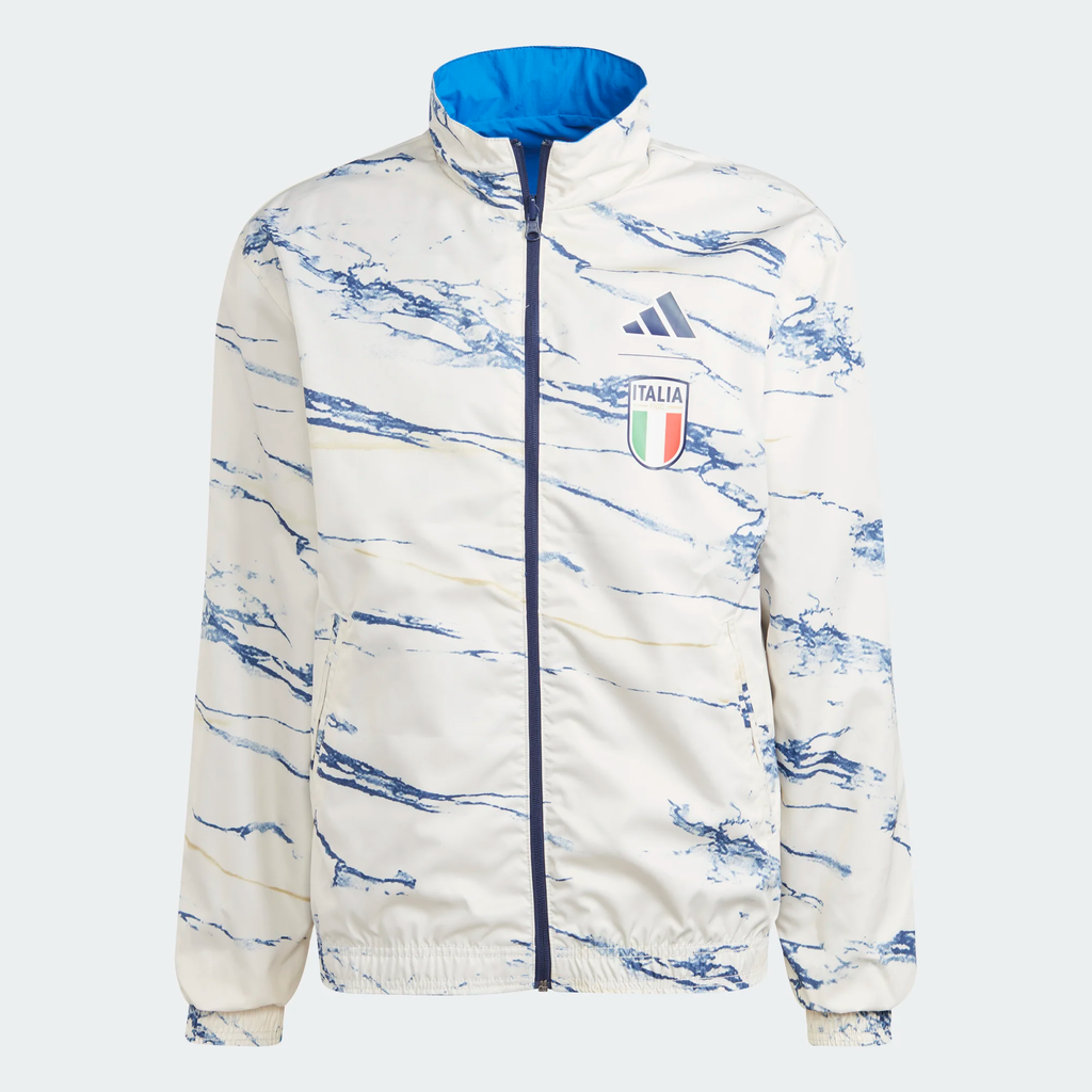Adidas Youth Italy Anthem Reversible Jacket-White/Blue product image 1, provided for visual reference and product detail