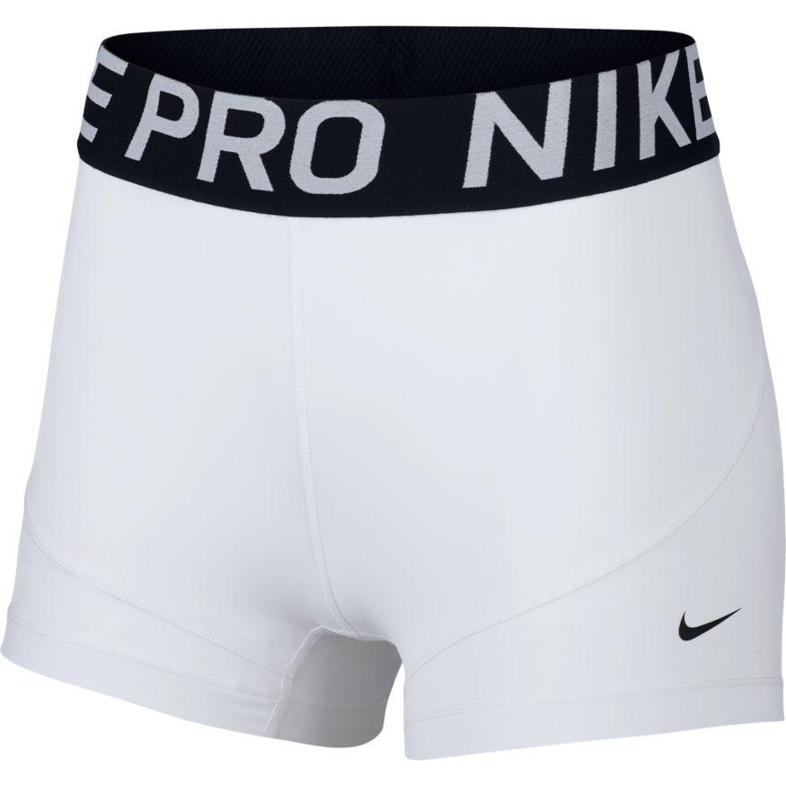 Nike Pro Women 3" Training Shorts - White/Black/Black product image 1, provided for visual reference and product detail