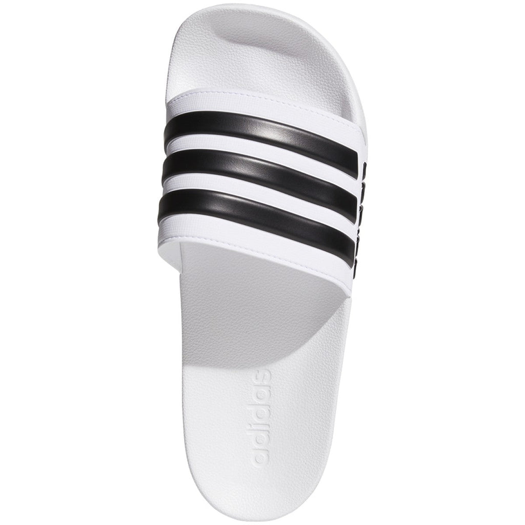 Adidas Adilette Shower Slides-White/Black product image 2, provided for visual reference and product detail review