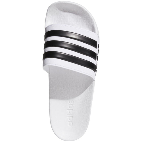 Adidas Adilette Shower Slides-White/Black product image 2, provided for visual reference and product detail review