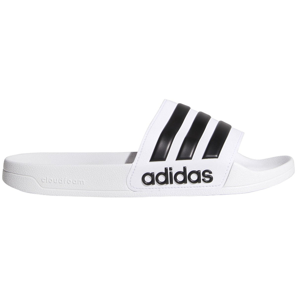Adidas Adilette Shower Slides-White/Black product image 1, provided for visual reference and product detail review