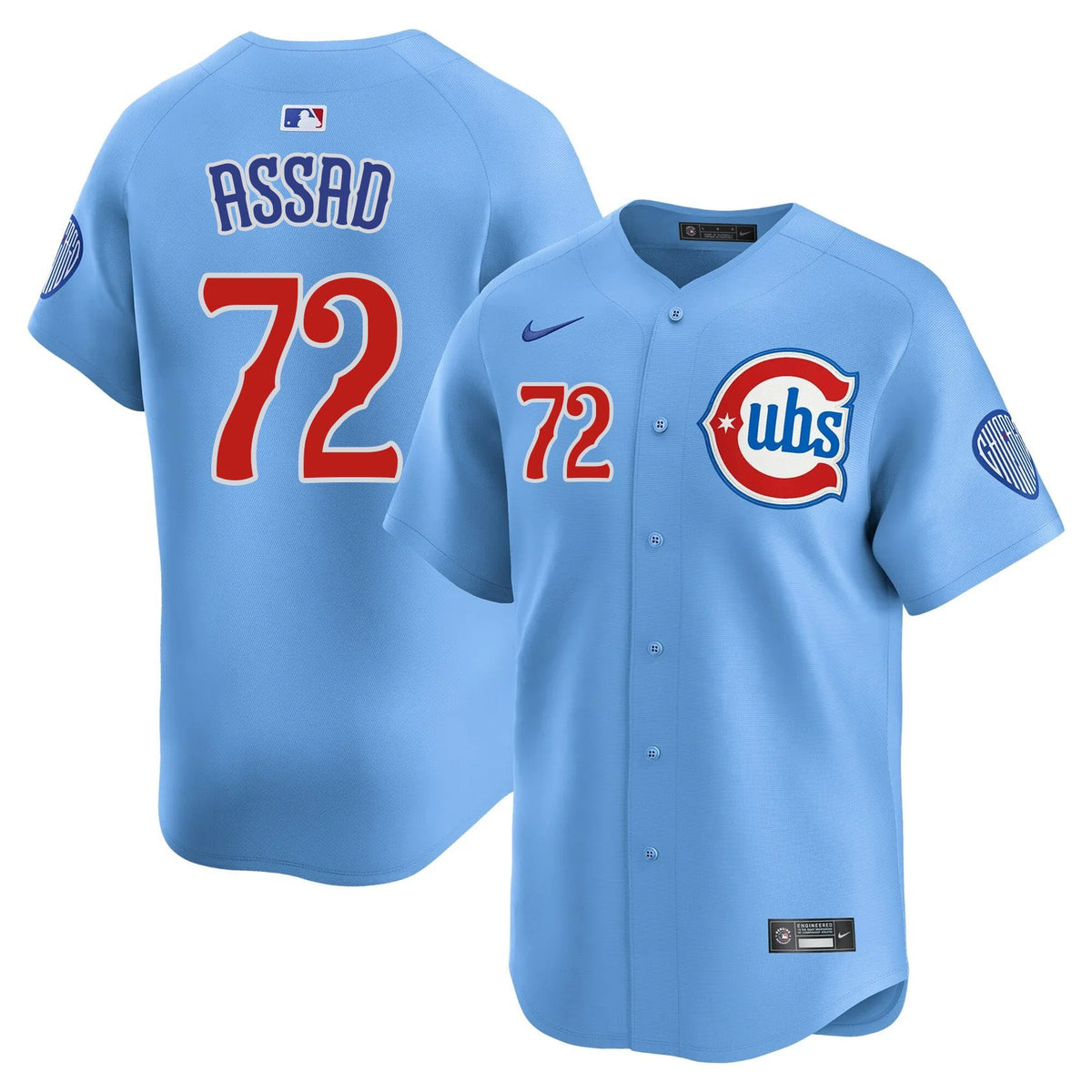 Javier Assad Chicago Cubs Nike Men Light Blue 2nd Alternate Limited Jersey product image 1, provided for visual reference