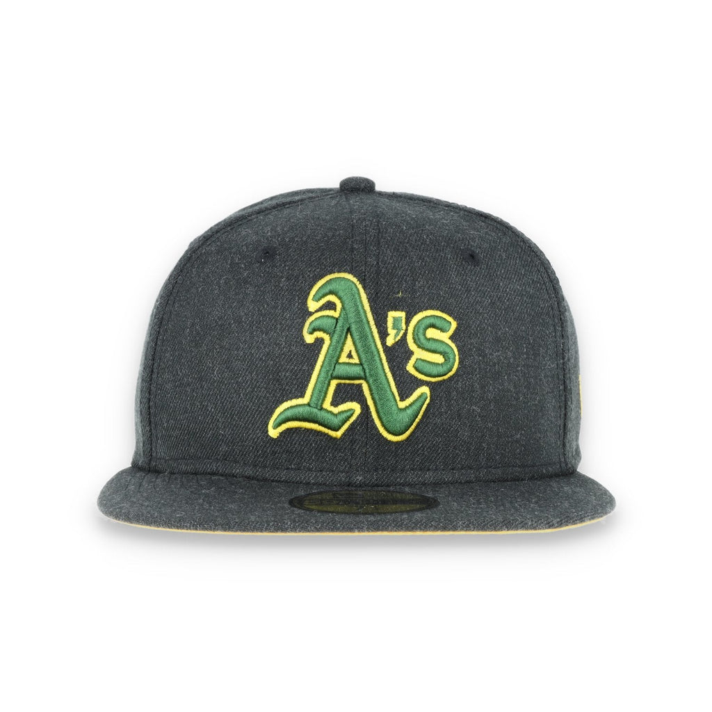 Oakland Athletics New Era 59Fifty Fitted Hat-Dark Heather Grey product image 2, provided for visual reference and product