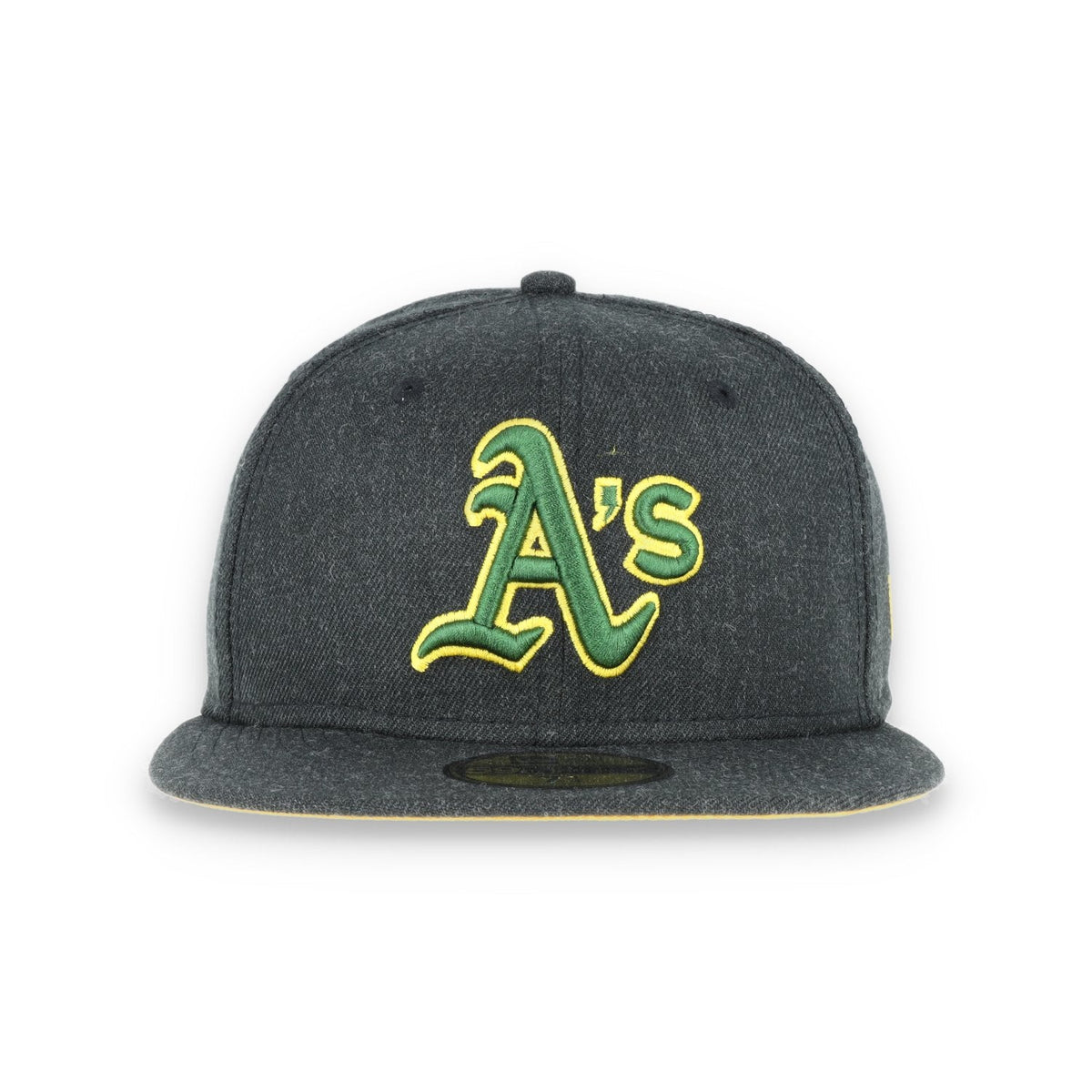 Oakland Athletics New Era 59Fifty Fitted Hat-Dark Heather Grey product image 2, provided for visual reference and product