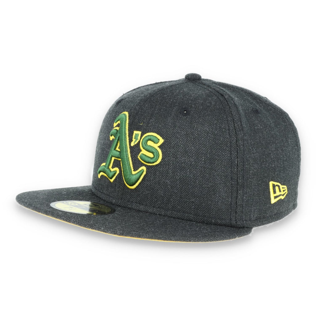 Oakland Athletics New Era 59Fifty Fitted Hat-Dark Heather Grey product image 1, provided for visual reference and product