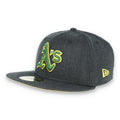 Oakland Athletics New Era 59Fifty Fitted Hat-Dark Heather Grey product image 1, provided for visual reference and product