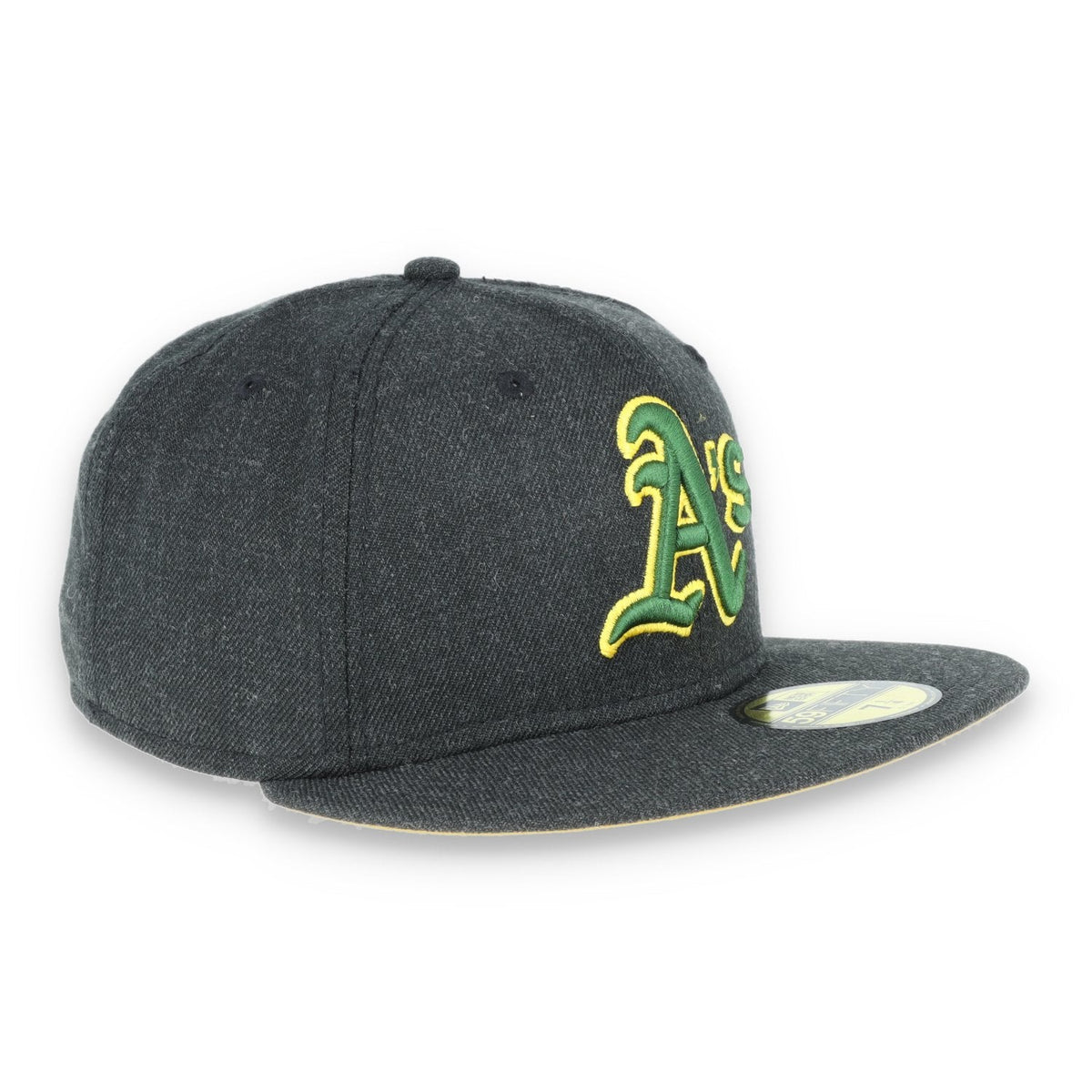 Oakland Athletics New Era 59Fifty Fitted Hat-Dark Heather Grey product image 3, provided for visual reference and product