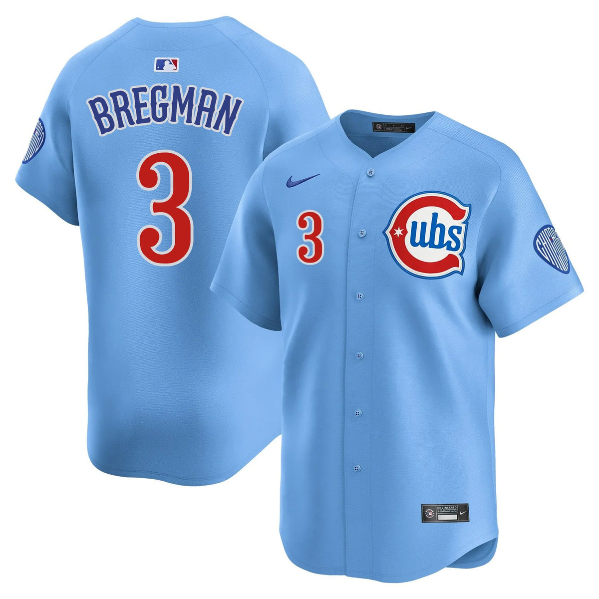 Alex Bregman Chicago Cubs Nike Men Baby Blue 2nd Alternate Limited Jersey product image 1, provided for visual reference and