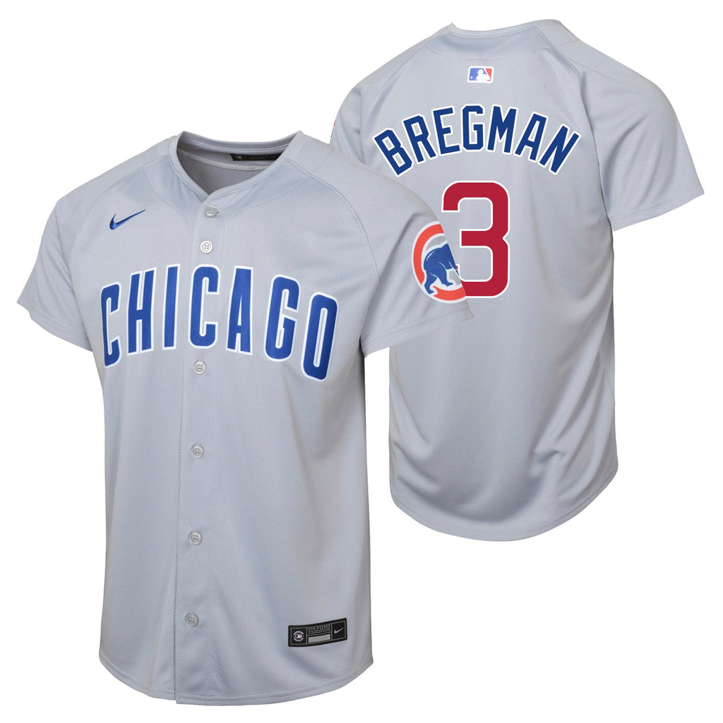 Alex Bregman Chicago Cubs Nike Youth Road Grey Limited Jersey product image 1, provided for visual reference and product