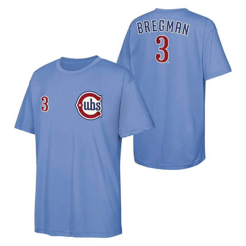 Alex Bregman Chicago Cubs Youth 2nd Alternate Baby Blue Sublimated T-Shirt product image 1, provided for visual reference