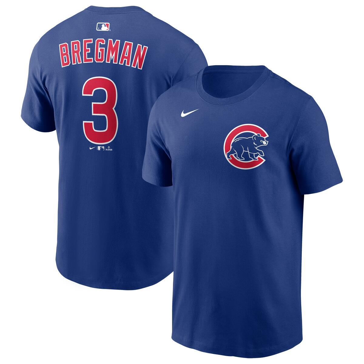Alex Bregman #3 Chicago Cubs Nike Royal Player T-Shirt product image 1, provided for visual reference and product detail