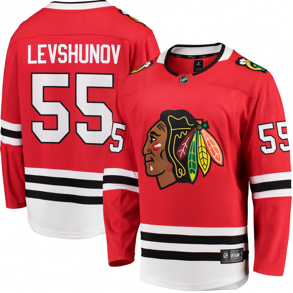 Artyom Levshunov Chicago Blackhawks Fanatics Red Breakaway Men Jersey product image 1, provided for visual reference and